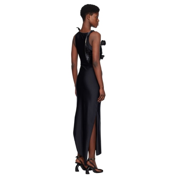 Coperni Black Asymmetric Flower Maxi Dress - Picture 3 of 6